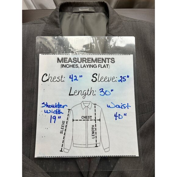 Massarotti Italy Men’s Blazer Jacket 42R Gray Wool Blend Two Button Suit Coat - Picture 6 of 12